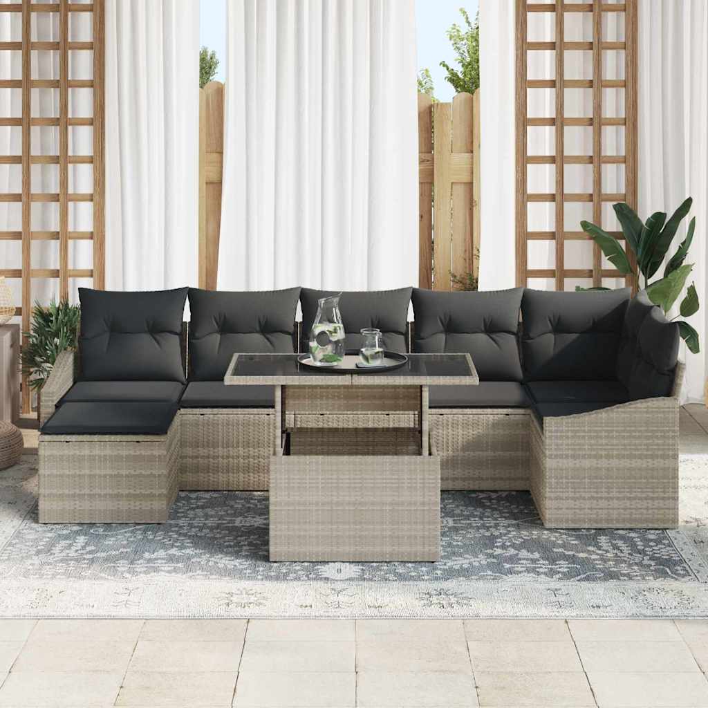 vidaXL Gartensofa-set mit Kissen 8 pcs Hellgrau Poly-Rattan