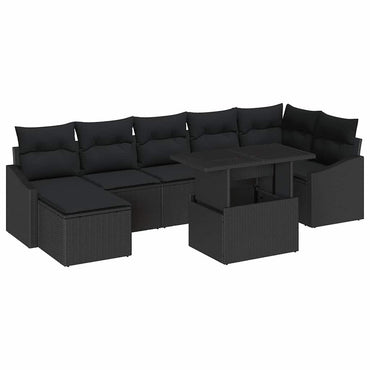 vidaXL Salon de jardin avec coussins 8 pcs Noir Résine tressée