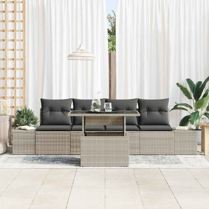vidaXL Sofa Set mit Kissen 5 pcs Hellgrau Poly-Rattan