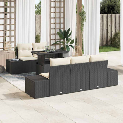 vidaXL Sofa Set mit Kissen 6 pcs Schwarz und Creme Poly-Rattan