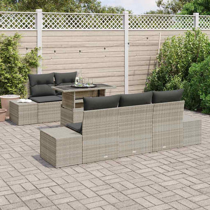 vidaXL Sofa Set mit Kissen 6 pcs Hellgrau Poly-Rattan