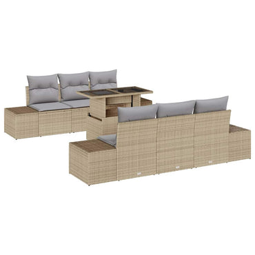 vidaXL Sofa Set mit Kissen 7 pcs Beige und Hellgrau Poly-Rattan