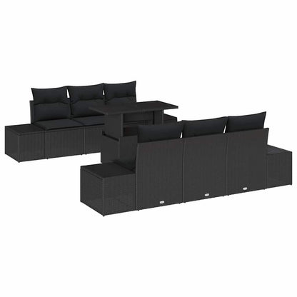 vidaXL Sofa Set mit Kissen 7 pcs Schwarz Poly-Rattan