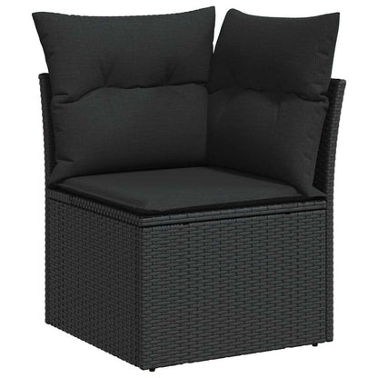 Sofa Set mit Kissen 7 pcs Schwarz Poly-Rattan