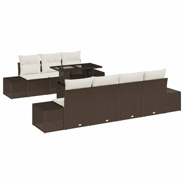 vidaXL Sofa Set mit Kissen 8 pcs Braun und Creme Poly-Rattan