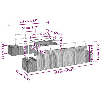 Sofa Set mit Kissen 8 pcs Braun und Creme Poly-Rattan