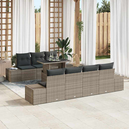 vidaXL Sofa Set mit Kissen 8 pcs Grau Poly-Rattan