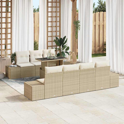 vidaXL Sofa Set mit Kissen 8 pcs Beige und Creme Poly-Rattan