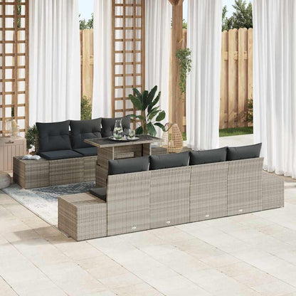 vidaXL Sofa Set mit Kissen 8 pcs Hellgrau Poly-Rattan