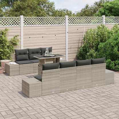 vidaXL Sofa Set mit Kissen 8 pcs Hellgrau Poly-Rattan