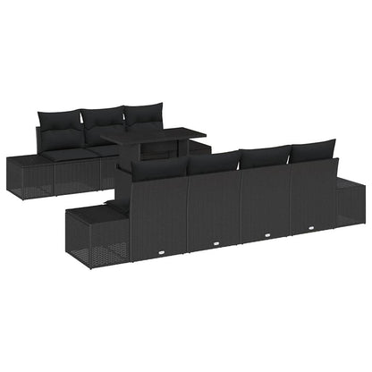 vidaXL Sofa Set mit Kissen 8 pcs Schwarz Poly-Rattan