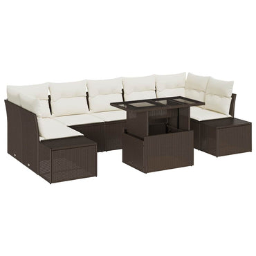 vidaXL Sofa Set mit Kissen 8 pcs Braun und Creme Poly-Rattan