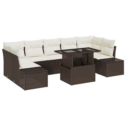 vidaXL Sofa Set mit Kissen 8 pcs Braun und Creme Poly-Rattan
