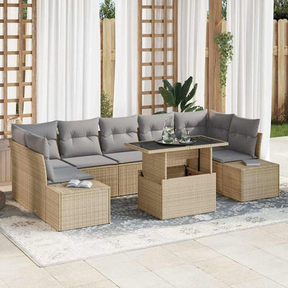 vidaXL Salon de jardin avec coussins 8 pcs Beige et gris clair Résine tressée