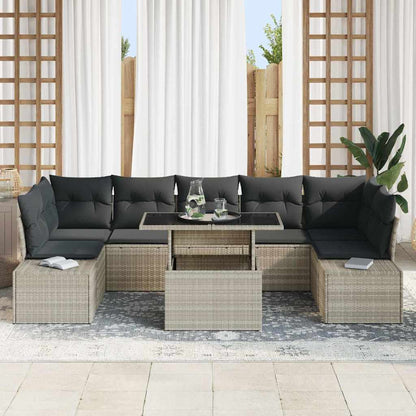vidaXL Sofa Set mit Kissen 8 pcs Hellgrau Poly-Rattan