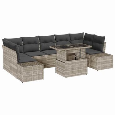 vidaXL Sofa Set mit Kissen 8 pcs Hellgrau Poly-Rattan