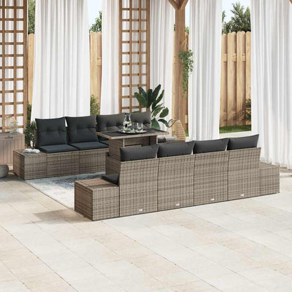vidaXL Salon de jardin avec coussins 9 pcs Gris Résine tressée