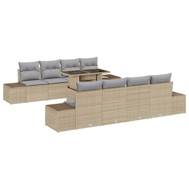 vidaXL Salon de jardin avec coussins 9 pcs Beige et Gris clair Résine tressée