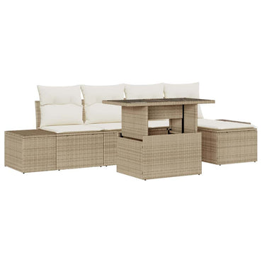 vidaXL Gartensofa-set mit Kissen 6 pcs Beige und Creme Poly-Rattan