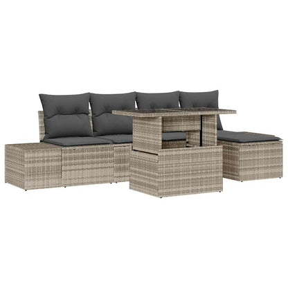 vidaXL Gartensofa-set mit Kissen 6 pcs Hellgrau Poly-Rattan