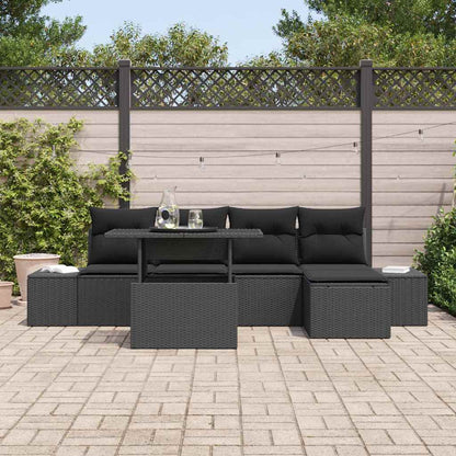 vidaXL Ensemble de canapés de jardin avec coussins 6 pcs Noir Résine tressée