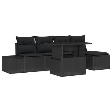 vidaXL Ensemble de canapés de jardin avec coussins 6 pcs Noir Résine tressée