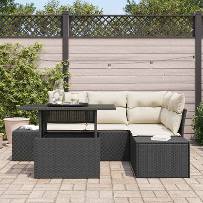 vidaXL Gartensofa-set mit Kissen 5 pcs Schwarz und Creme Poly-Rattan