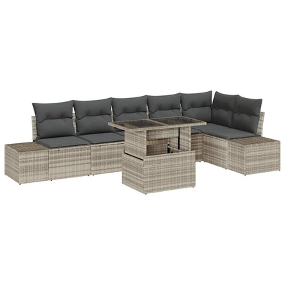 vidaXL Gartensofa-set mit Kissen 7 pcs Hellgrau Poly-Rattan