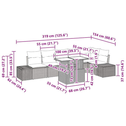 Garten-Sofa-Set mit Kissen mit Speicher 7 pcs Schwarz