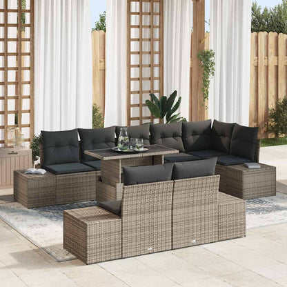 vidaXL Salon de jardin avec coussins 9 pcs Gris Résine tressée