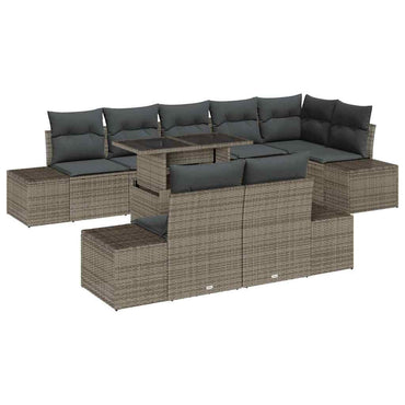 vidaXL Salon de jardin avec coussins 9 pcs Gris Résine tressée