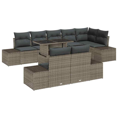 vidaXL Salon de jardin avec coussins 9 pcs Gris Résine tressée