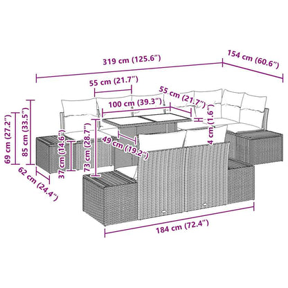 vidaXL Garten-Sofa-Set mit Kissen mit Speicher 9 pcs Beige und Creme