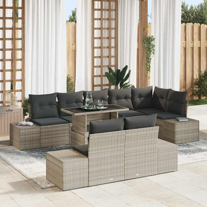 vidaXL Gartensofa-set mit Kissen 9 pcs Hellgrau Poly-Rattan