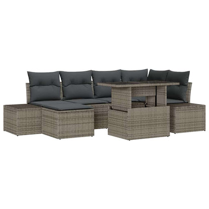 Garten-Sofa-Set mit Kissen 7 pcs Grau