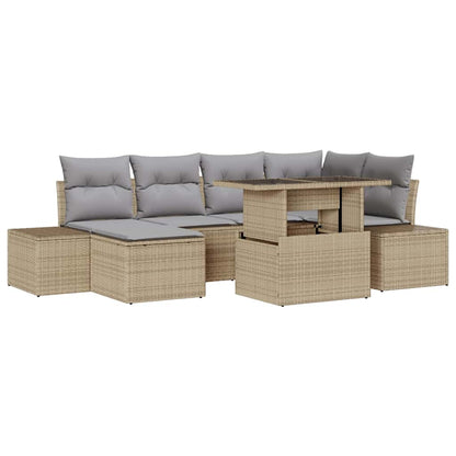Garten-Sofa-Set mit Kissen 7 pcs Beige und Hellgrau