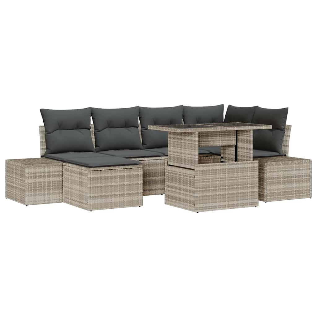 Garten-Sofa-Set mit Kissen 7 pcs Hellgrau