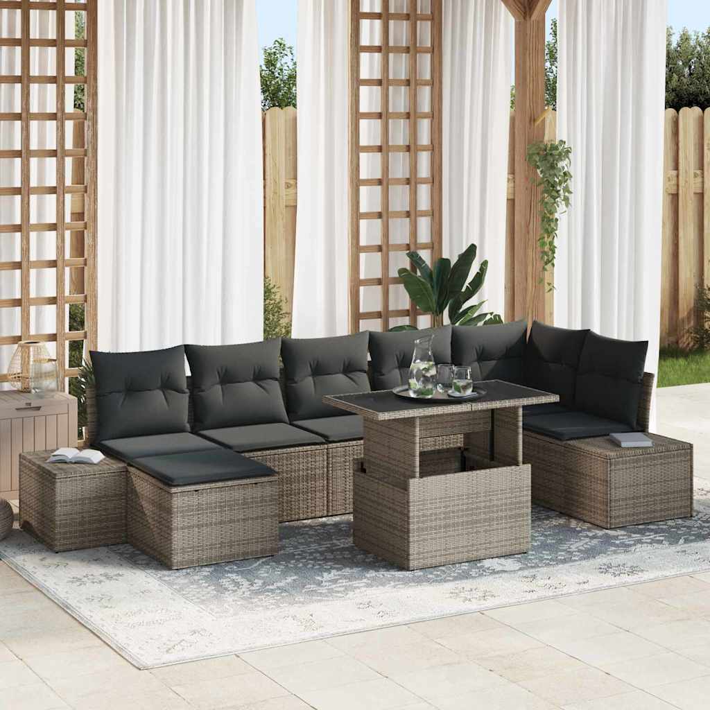 vidaXL Garten-Sofa-Set mit Kissen 8 pcs Grau