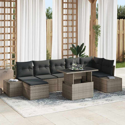 vidaXL Garten-Sofa-Set mit Kissen 8 pcs Grau