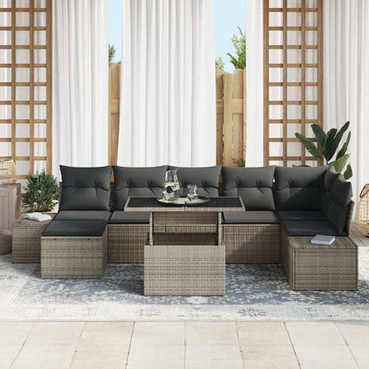 vidaXL Garten-Sofa-Set mit Kissen 8 pcs Grau