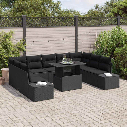 vidaXL Gartensofa-set mit Kissen 10 pcs Schwarz Poly-Rattan