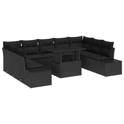 vidaXL Gartensofa-set mit Kissen 10 pcs Schwarz Poly-Rattan
