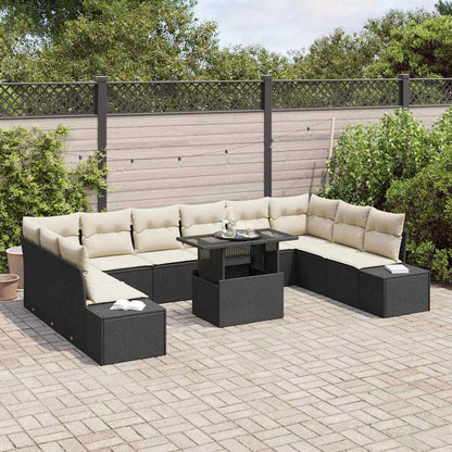 vidaXL Garten-Sofa-Set mit Kissen 11 pcs Schwarz und Creme