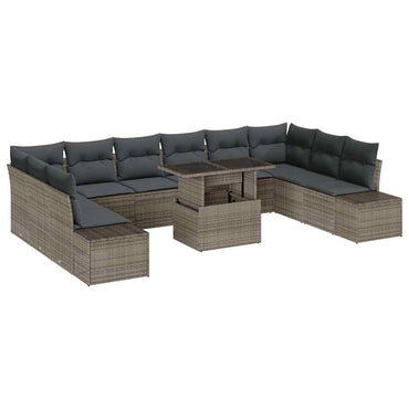 vidaXL Garten-Sofa-Set mit Kissen mit Speicher 11 pcs Grau