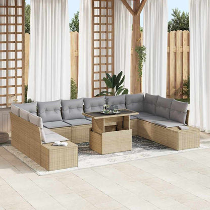 Garten-Sofa-Set mit Kissen 11 pcs Beige und Hellgrau
