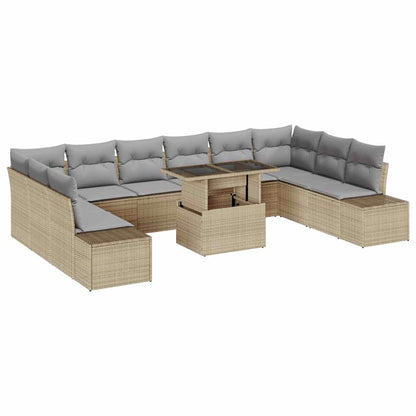Garten-Sofa-Set mit Kissen 11 pcs Beige und Hellgrau