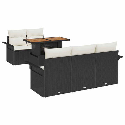 vidaXL Gartensofa-set mit Kissen 6 pcs Schwarz und Creme Poly-Rattan