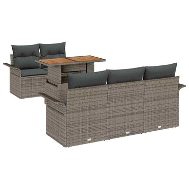 vidaXL Gartensofa-set mit Kissen 6 pcs Grau Poly-Rattan