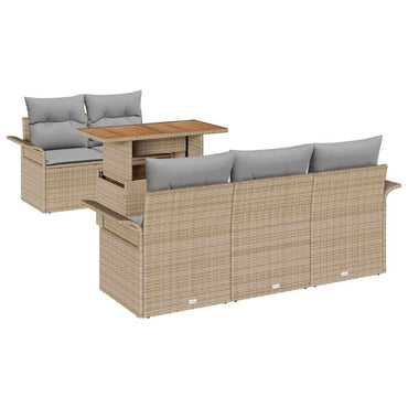 vidaXL Gartensofa-set mit Kissen 6 pcs Beige und Hellgrau Poly-Rattan