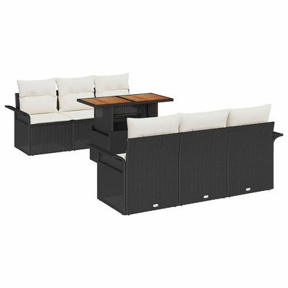 vidaXL Garten-Sofa-Set mit Kissen 7 pcs Schwarz und Creme